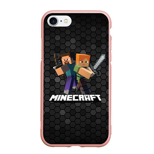 Чехол iPhone 7/8 матовый Minecraft Майнкрафт / 3D-Светло-розовый – фото 1