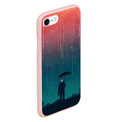 Чехол iPhone 7/8 матовый Космический Дождь, цвет: 3D-светло-розовый — фото 2