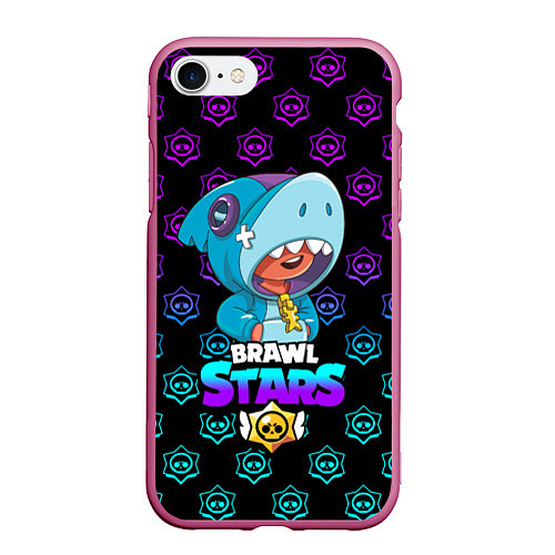 Чехол iPhone 7/8 матовый Brawl stars leon shark / 3D-Малиновый – фото 1