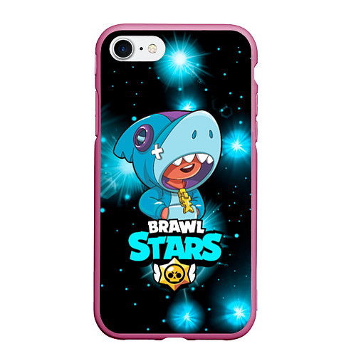 Чехол iPhone 7/8 матовый Brawl stars leon shark / 3D-Малиновый – фото 1