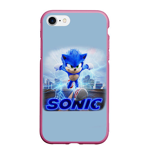 Чехол iPhone 7/8 матовый SONIC / 3D-Малиновый – фото 1