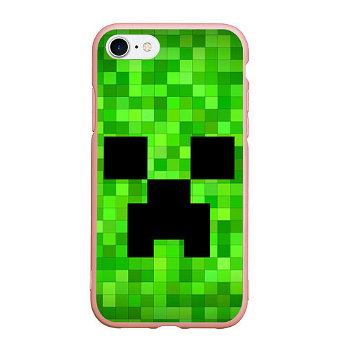 Чехол iPhone 7/8 матовый MINECRAFT / 3D-Светло-розовый – фото 1