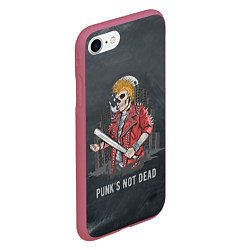 Чехол iPhone 7/8 матовый Punk??s Not Dead, цвет: 3D-малиновый — фото 2