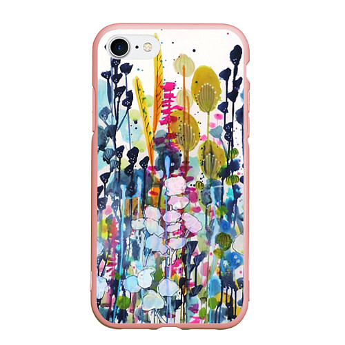 Чехол iPhone 7/8 матовый Watercolor Flowers / 3D-Светло-розовый – фото 1