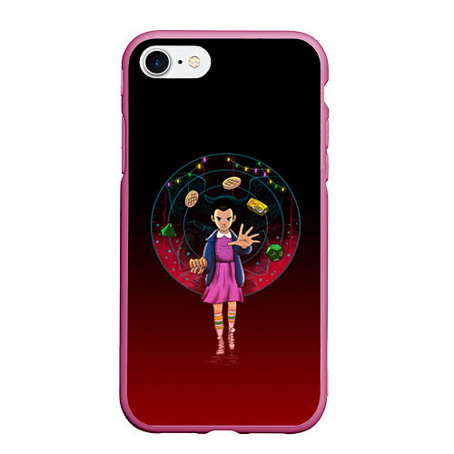 Чехол iPhone 7/8 матовый STRANGER THINGS / 3D-Малиновый – фото 1