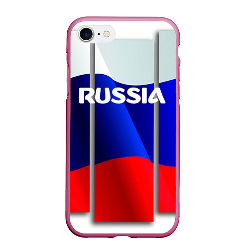 Чехол iPhone 7/8 матовый Россия / 3D-Малиновый – фото 1