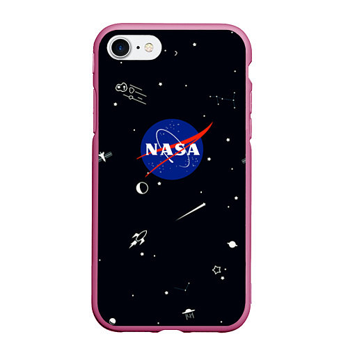 Чехол iPhone 7/8 матовый NASA / 3D-Малиновый – фото 1