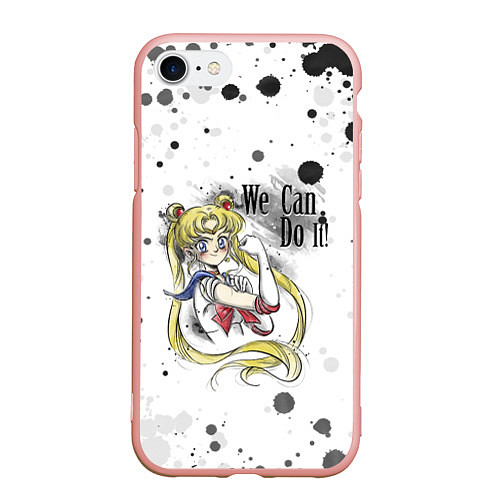 Чехол iPhone 7/8 матовый Sailor Moon We can do it! / 3D-Светло-розовый – фото 1