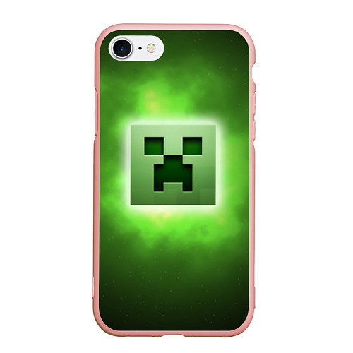 Чехол iPhone 7/8 матовый MINECRAFT / 3D-Светло-розовый – фото 1