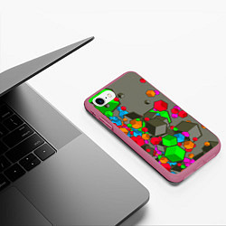Чехол iPhone 7/8 матовый Кубики, цвет: 3D-малиновый — фото 2