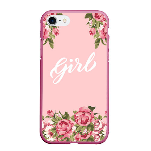 Чехол iPhone 7/8 матовый Girl / 3D-Малиновый – фото 1