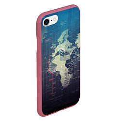 Чехол iPhone 7/8 матовый Карта мира, цвет: 3D-малиновый — фото 2