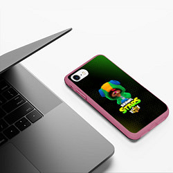 Чехол iPhone 7/8 матовый BRAWL STARS Leon, цвет: 3D-малиновый — фото 2