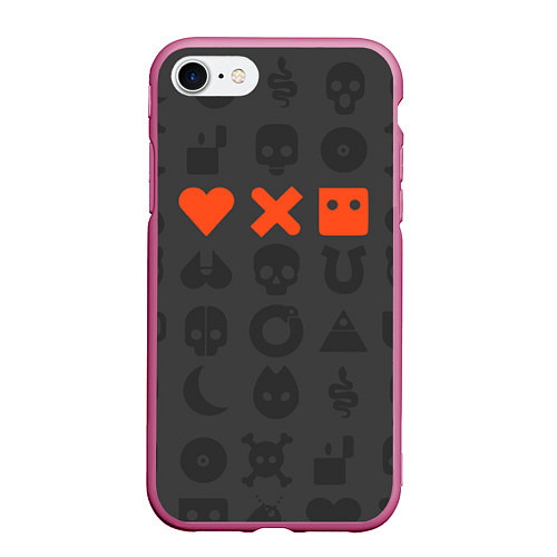 Чехол iPhone 7/8 матовый LOVE DEATH ROBOTS LDR / 3D-Малиновый – фото 1