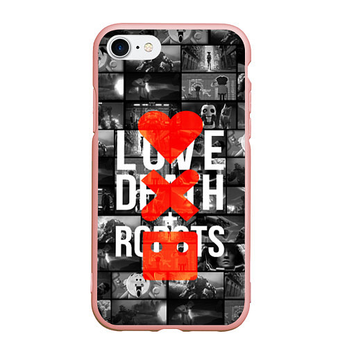 Чехол iPhone 7/8 матовый LOVE DEATH ROBOTS LDR / 3D-Светло-розовый – фото 1