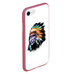 Чехол iPhone 7/8 матовый Индеец, цвет: 3D-малиновый — фото 2