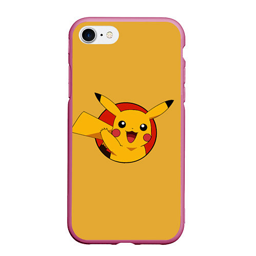 Чехол iPhone 7/8 матовый Pikachu / 3D-Малиновый – фото 1