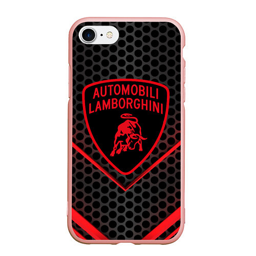 Чехол iPhone 7/8 матовый Lamborghini / 3D-Светло-розовый – фото 1