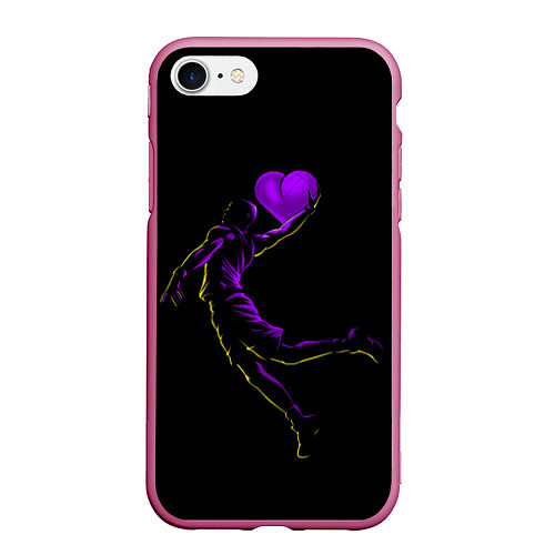 Чехол iPhone 7/8 матовый Love Basketball / 3D-Малиновый – фото 1