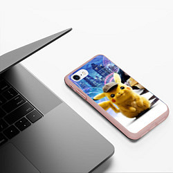 Чехол iPhone 7/8 матовый Детектив Пикачу, цвет: 3D-светло-розовый — фото 2