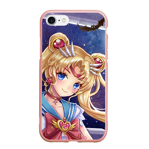 Чехол iPhone 7/8 матовый SAILOR MOON / 3D-Светло-розовый – фото 1