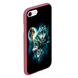 Чехол iPhone 7/8 матовый ВОЛКИ, цвет: 3D-малиновый — фото 2