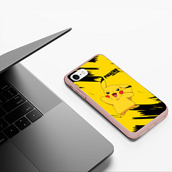 Чехол iPhone 7/8 матовый PIKACHU: PIKA PIKA, цвет: 3D-светло-розовый — фото 2