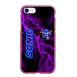 Чехол iPhone 7/8 матовый SONIC, цвет: 3D-малиновый