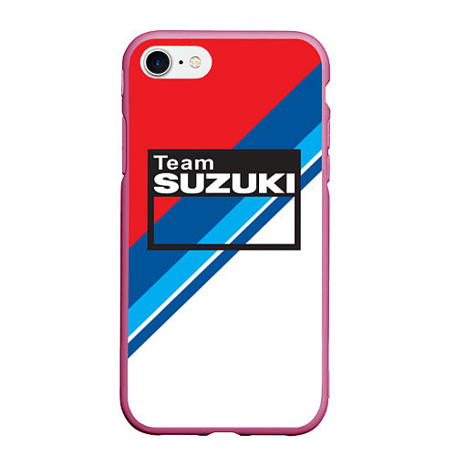 Чехол iPhone 7/8 матовый Suzuki Moto Sport / 3D-Малиновый – фото 1