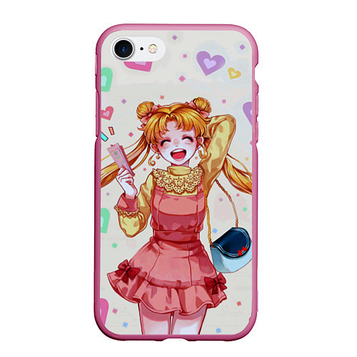 Чехол iPhone 7/8 матовый SAILOR MOON / 3D-Малиновый – фото 1