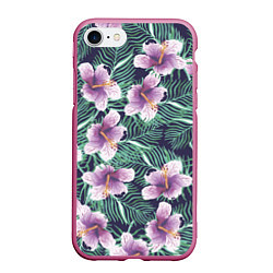 Чехол iPhone 7/8 матовый Тропический цветок, цвет: 3D-малиновый
