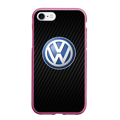 Чехол iPhone 7/8 матовый Volkswagen Logo / 3D-Малиновый – фото 1