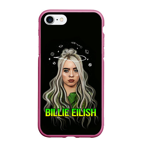 Чехол iPhone 7/8 матовый BILLIE EILISH / 3D-Малиновый – фото 1