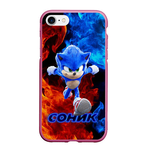 Чехол iPhone 7/8 матовый SONIC / 3D-Малиновый – фото 1