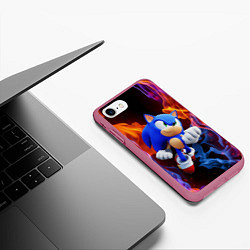 Чехол iPhone 7/8 матовый SONIC, цвет: 3D-малиновый — фото 2