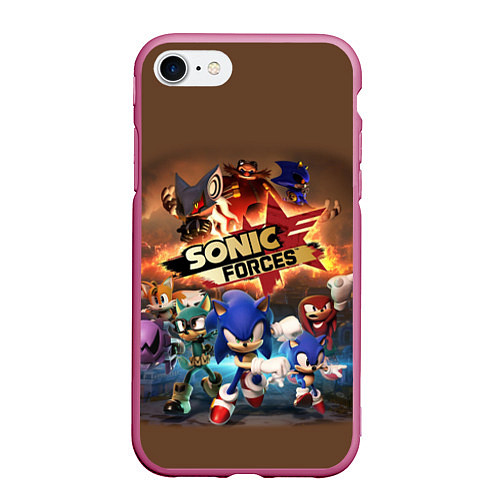 Чехол iPhone 7/8 матовый SONIC / 3D-Малиновый – фото 1