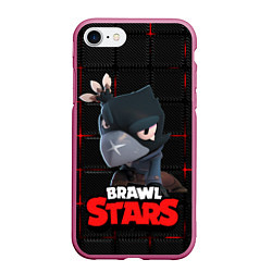 Чехол iPhone 7/8 матовый Brawl Stars Crow Ворон, цвет: 3D-малиновый