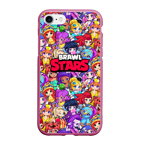 Чехол iPhone 7/8 матовый BrawlStars Girls Oko / 3D-Малиновый – фото 1