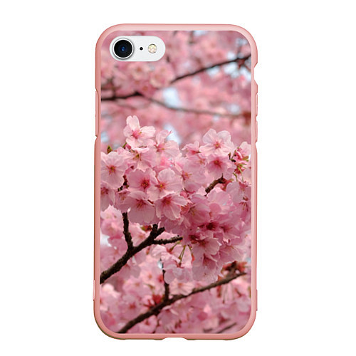 Чехол iPhone 7/8 матовый САКУРА / 3D-Светло-розовый – фото 1