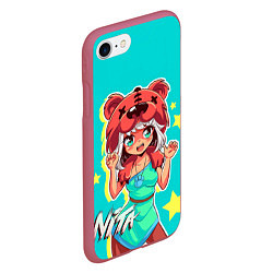 Чехол iPhone 7/8 матовый BEAR GIRL, цвет: 3D-малиновый — фото 2