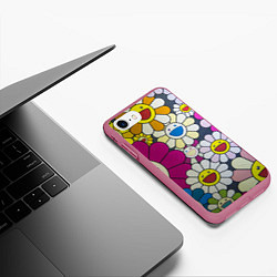 Чехол iPhone 7/8 матовый Цветы Ромашки, цвет: 3D-малиновый — фото 2