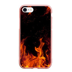 Чехол iPhone 7/8 матовый ОГОНЬ, цвет: 3D-светло-розовый