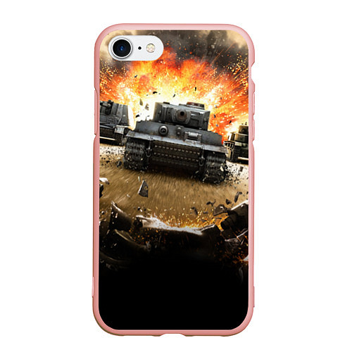 Чехол iPhone 7/8 матовый ТАНКИ / 3D-Светло-розовый – фото 1
