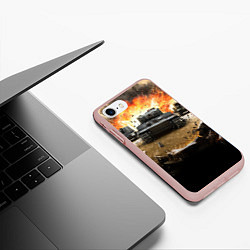 Чехол iPhone 7/8 матовый ТАНКИ, цвет: 3D-светло-розовый — фото 2