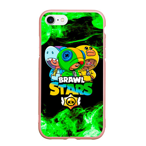 Чехол iPhone 7/8 матовый Brawl Stars Leon Trio / 3D-Светло-розовый – фото 1