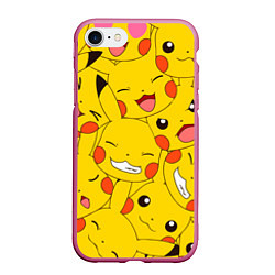 Чехол iPhone 7/8 матовый Pikachu, цвет: 3D-малиновый