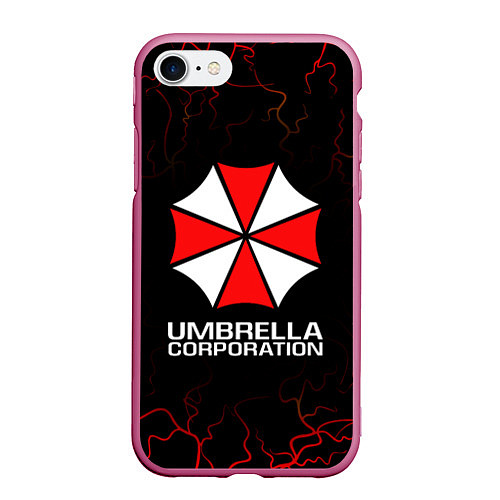 Чехол iPhone 7/8 матовый UMBRELLA CORP / 3D-Малиновый – фото 1