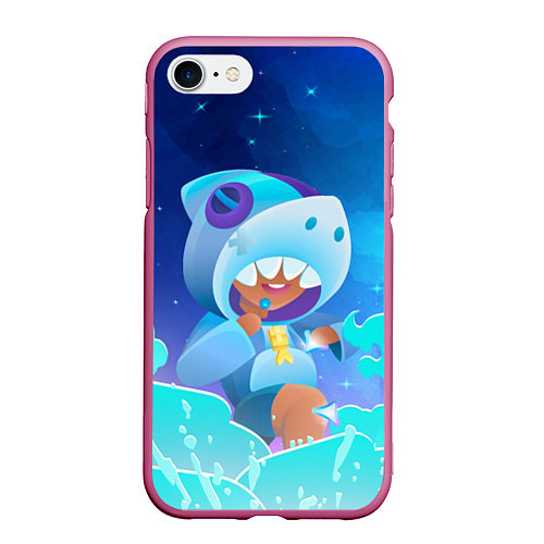 Чехол iPhone 7/8 матовый LEON SHARK - BRAWL STARS / 3D-Малиновый – фото 1