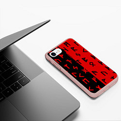 Чехол iPhone 7/8 матовый РУНЫ, цвет: 3D-светло-розовый — фото 2