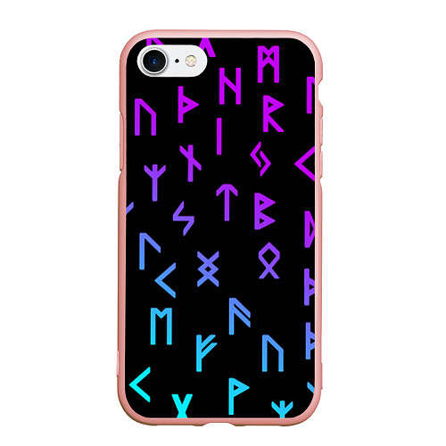 Чехол iPhone 7/8 матовый РУНЫ / 3D-Светло-розовый – фото 1